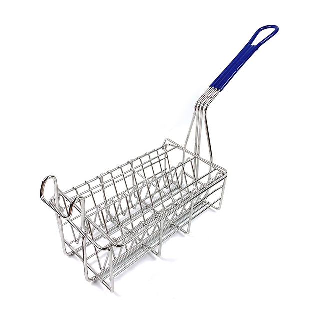 Cesta de freidora rectangular con cubierta abierta.