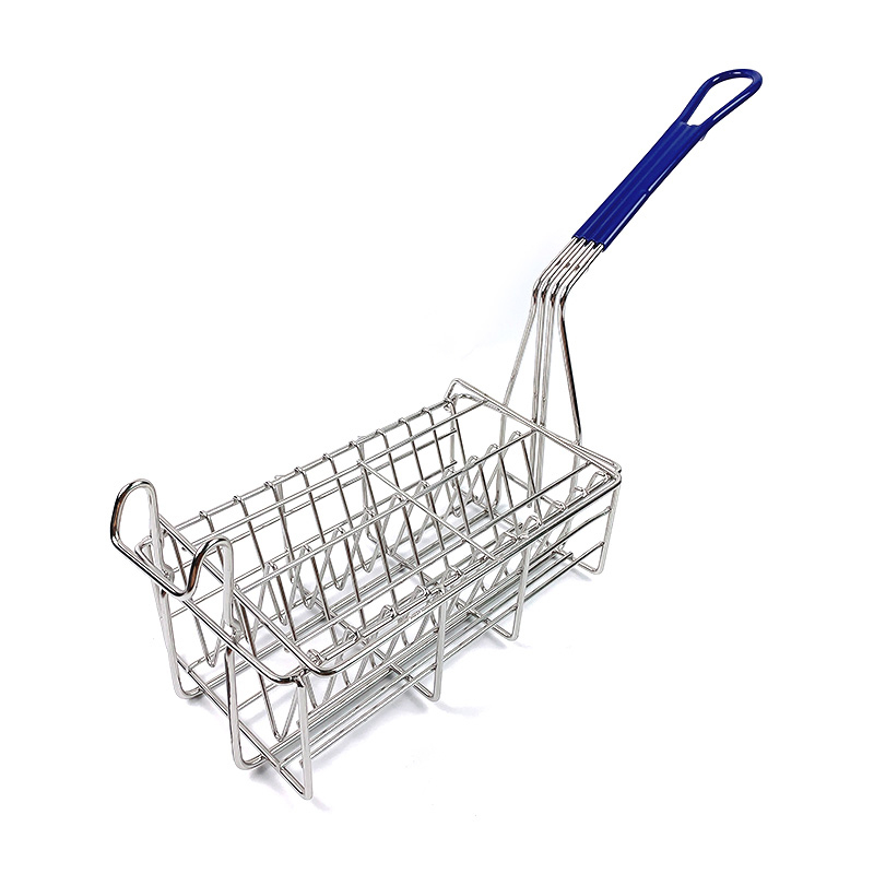 Cesta de freidora rectangular con cubierta abierta.