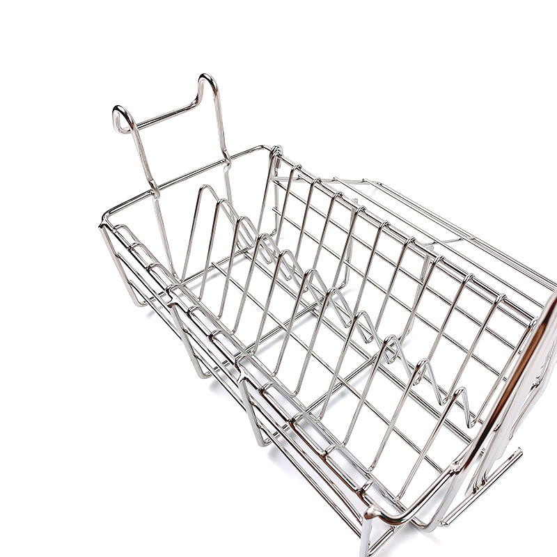 Cesta de freidora rectangular con cubierta abierta.