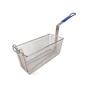 Cesta de freír de malla de alambre de cocina con gancho delantero