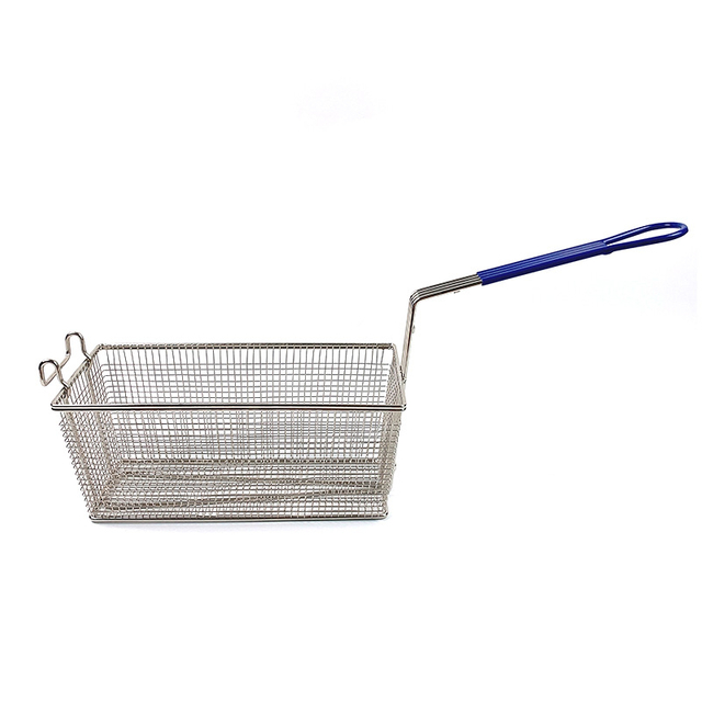 Cesta de freír de malla de alambre de cocina con gancho delantero